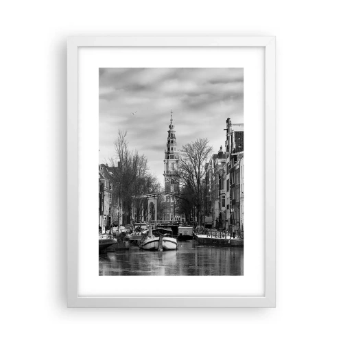 Poster in cornice bianca - Atmosfera di Amsterdam - 30x40 cm