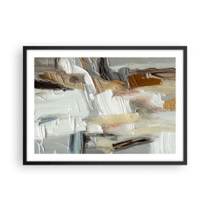 Poster in cornice nera - Astrazione strutturale nei toni della terra e del bianco - 70x50cm - Strati colorati - Decorazione murale moderna per soggiorno e camera da letto ARTTOR