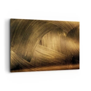 Quadro su tela - Stampe su Tela - Pennellate astratte dorate - 120x80cm - Nel labirinto d'oro - Decorazione murale moderna per soggiorno e camera da letto ARTTOR