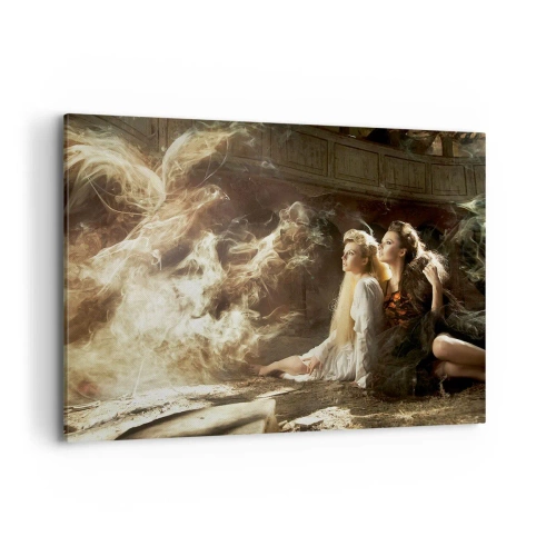 Quadro su tela - Stampe su Tela - Due donne in un ambiente magico con effetti di luce eterei. - 100x70cm - Ed è diventata poesia - Decorazione murale moderna per soggiorno e camera da letto ARTTOR