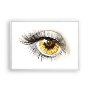 Poster in cornice bianca - Uno sguardo caldo come l'estate - 70x50 cm