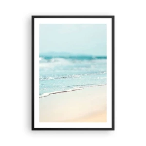 Poster in cornice nera - Una spiaggia dolce e onde calme dai colori pastello - 50x70cm - Calore e rumore - Decorazione murale moderna per soggiorno e camera da letto ARTTOR
