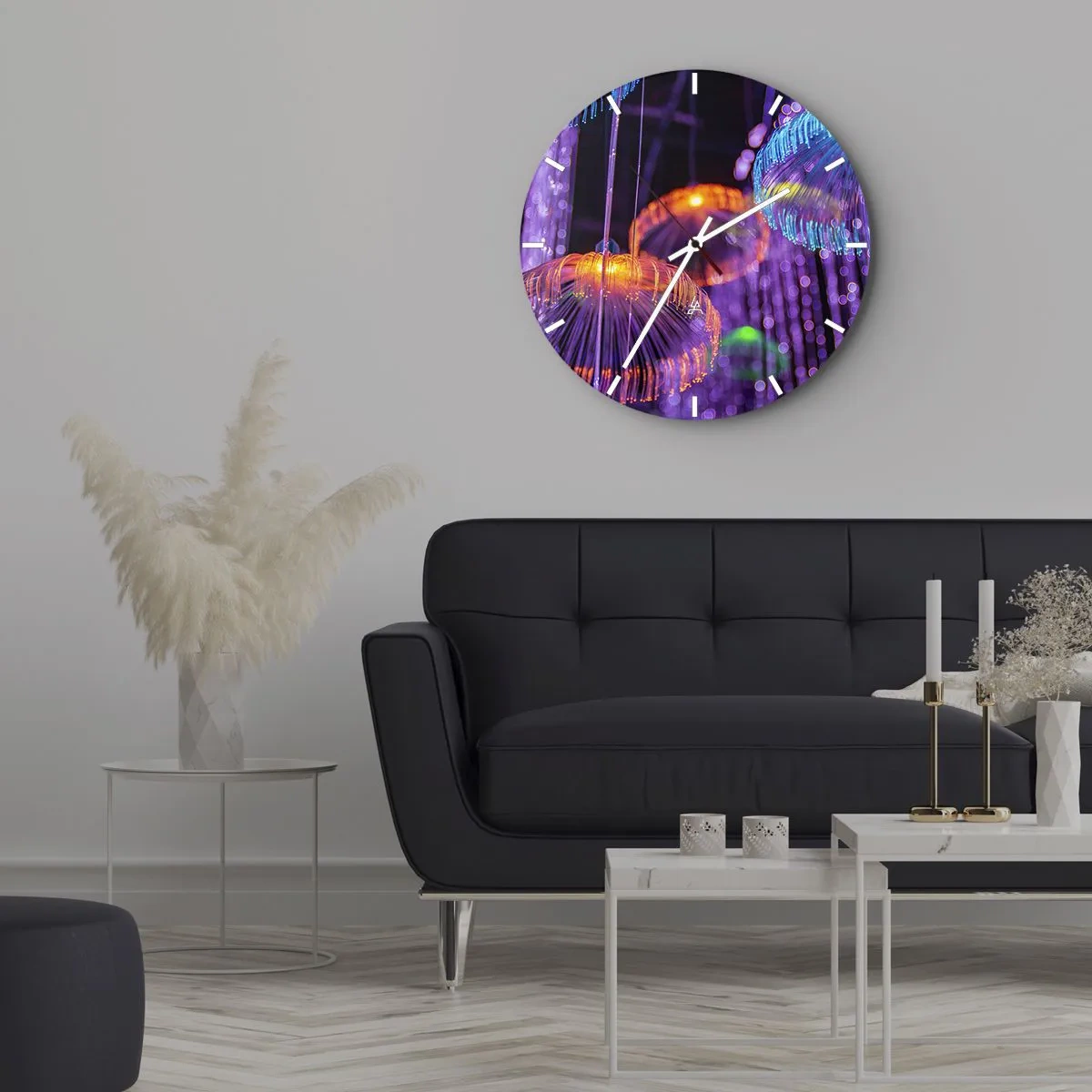 Orologio da parete - Orologio in Vetro - Fontane di luce - 40x40 cm