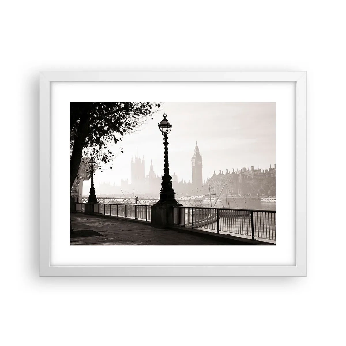 Poster in cornice bianca - Un mattino a Londra - 40x30 cm