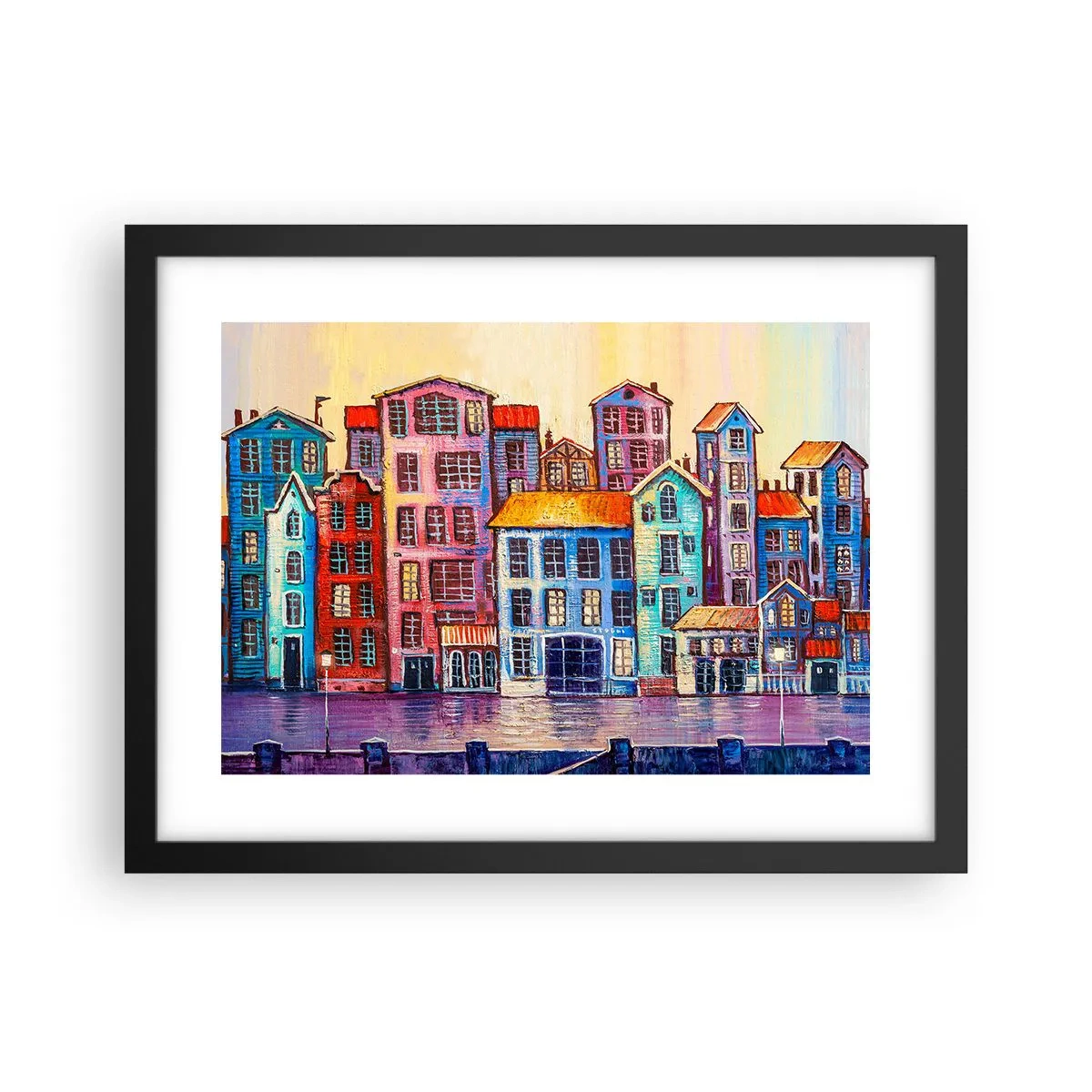 Poster in cornice nera - Una città da favola - 40x30 cm