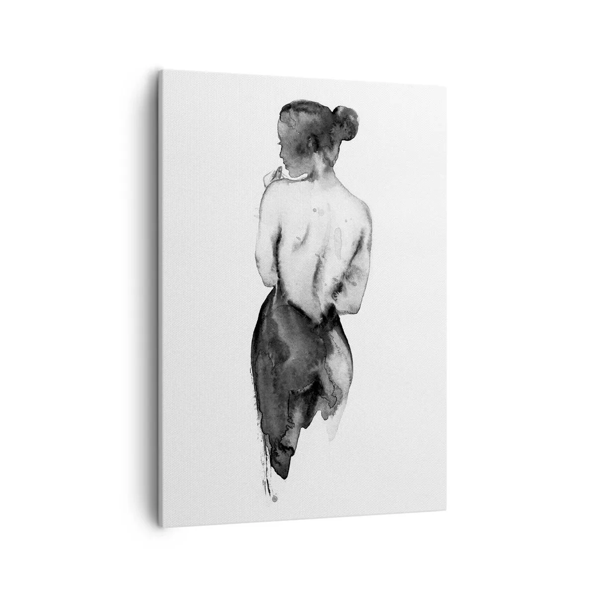 Quadro su tela - Stampe su Tela - La figura di una donna catturata in un delicato acquerello - 50x70cm - Accanto a lei il mondo scompare - Decorazione murale moderna per soggiorno e camera da letto ARTTOR
