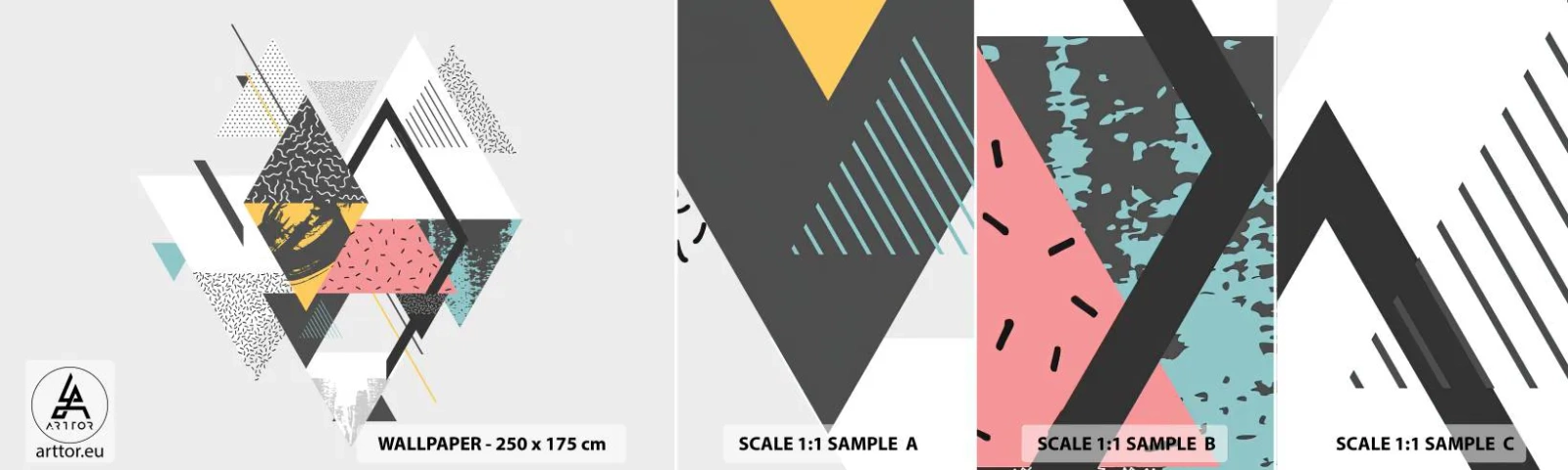 Campione Di Fotomurale Standard Eco - Variazione con triangoli e rombi - Astrazione, Pezzo, triangoli - 100x30 cm