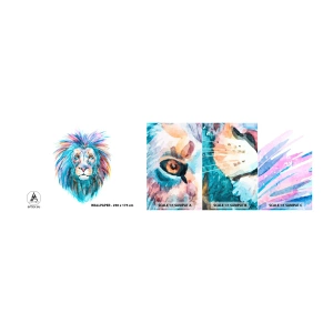 Campione di Fotomurale Adesivo Deluxe Sticker - Aura elettrizzante - Animali, Leone, Astrazione - 100x30 cm