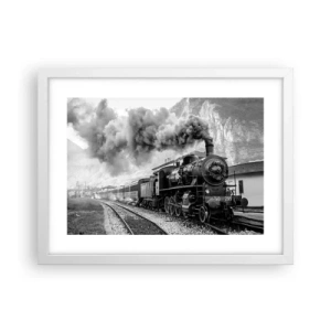 Poster in cornice bianca - Ferma alla stazione... - 40x30 cm