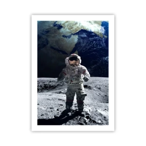 Poster - Astronauta sulla superficie della luna - 50x70cm - Saluti dalla luna - Decorazione murale moderna per soggiorno e camera da letto ARTTOR