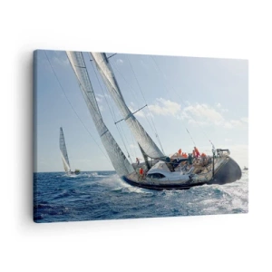 Quadro su tela - Stampe su Tela - Gara di yacht in mare aperto sotto cieli azzurri - 70x50cm - Che vinca il migliore - Decorazione murale moderna per soggiorno e camera da letto ARTTOR