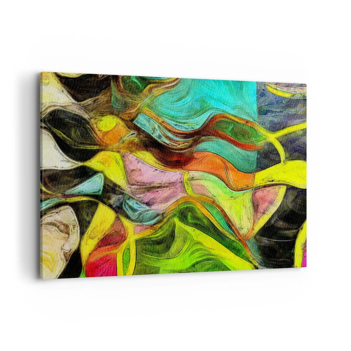 Quadro su tela - Stampe su Tela - Una composizione astratta con macchie colorate e linee dinamiche. - 100x70cm - Il movimento è vita - Decorazione murale moderna per soggiorno e camera da letto ARTTOR