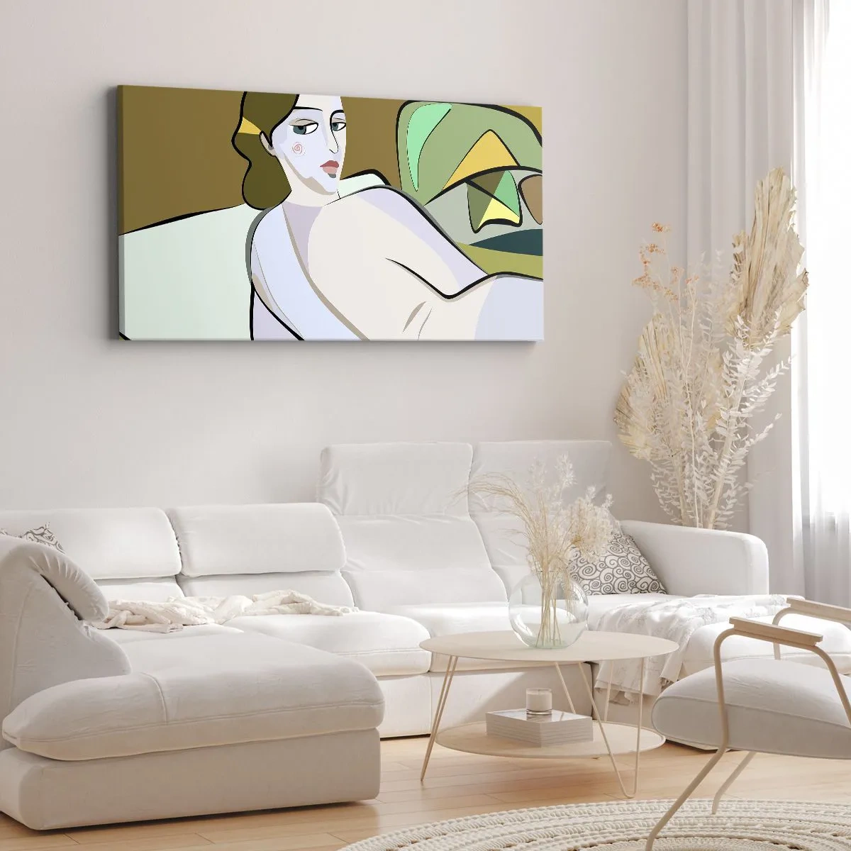 Quadro su tela - Stampe su Tela - Figura astratta in stile moderno - 120x50cm - Ritratto intimo - Decorazione murale moderna per soggiorno e camera da letto ARTTOR