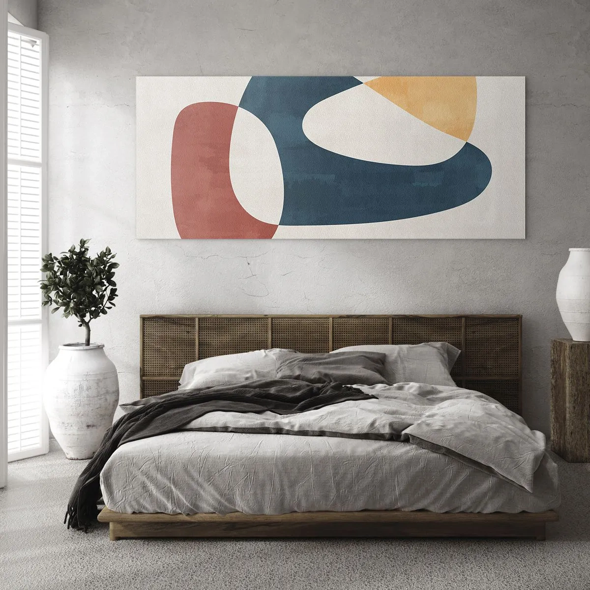 Quadro su vetro - Forme astratte in colori armoniosi - 160x50cm - Influenze e metamorfosi - Decorazione murale moderna per soggiorno e camera da letto ARTTOR