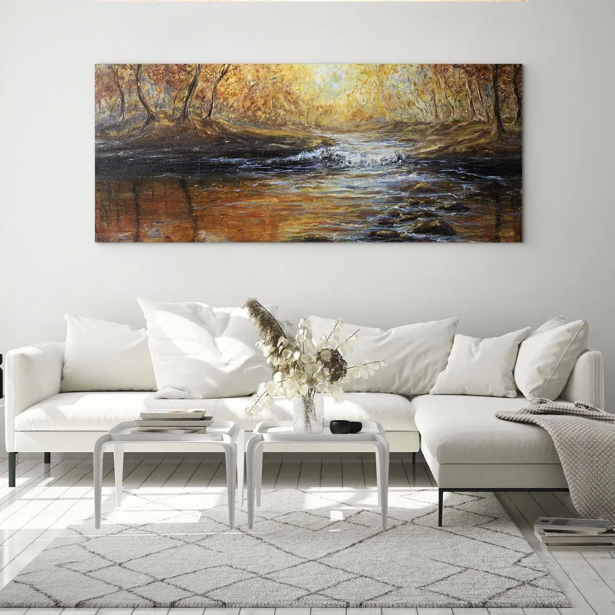 Quadro su vetro - Ruscello d'oro - 100x40 cm