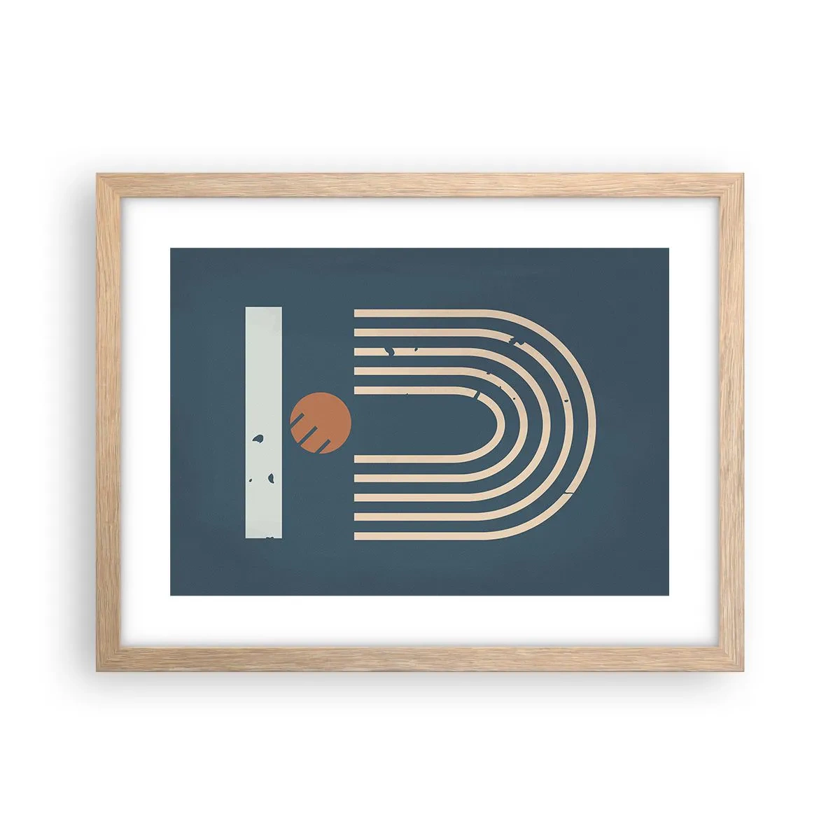 Poster in cornice rovere chiaro - Geometria in blu - 40x30 cm