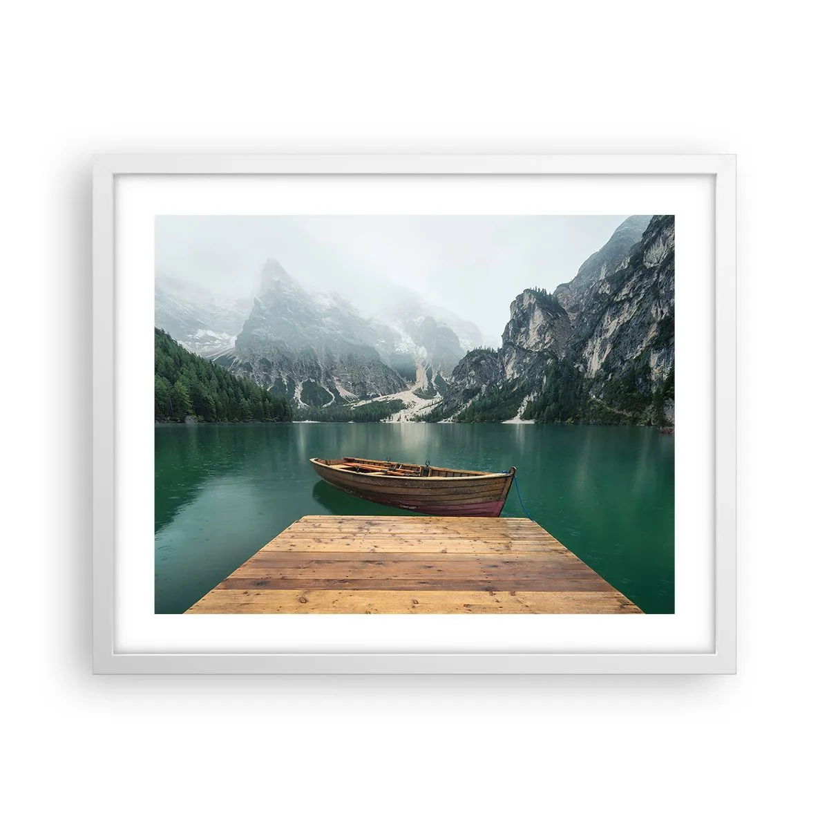 Poster in cornice bianca - E attorno le fiere rocce - 50x40 cm