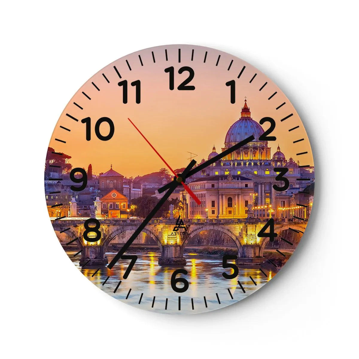 Orologio da parete - Orologio in Vetro - Tramonto sulla Città Eterna - 40x40 cm