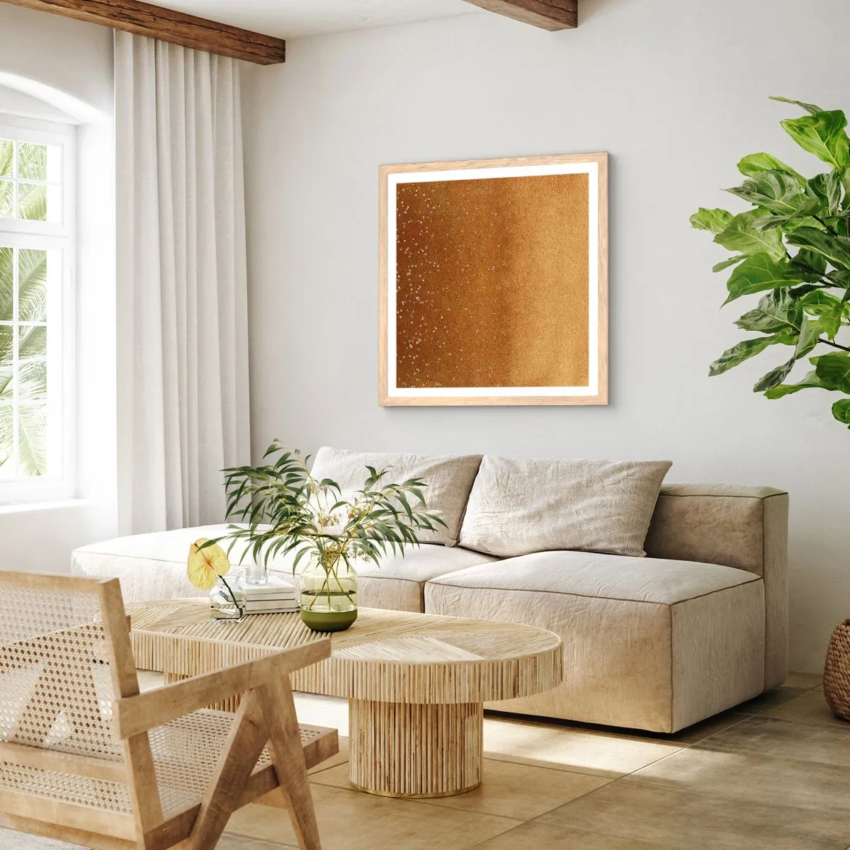 Poster in cornice rovere chiaro - La nascita della luce - 50x50 cm