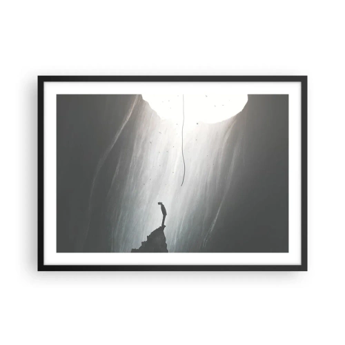 Poster in cornice nera - Sagoma di un uomo sul pavimento di una grotta con vista sulla luce - 70x50cm - C'è sempre una via d'uscita - Decorazione murale moderna per soggiorno e camera da letto ARTTOR