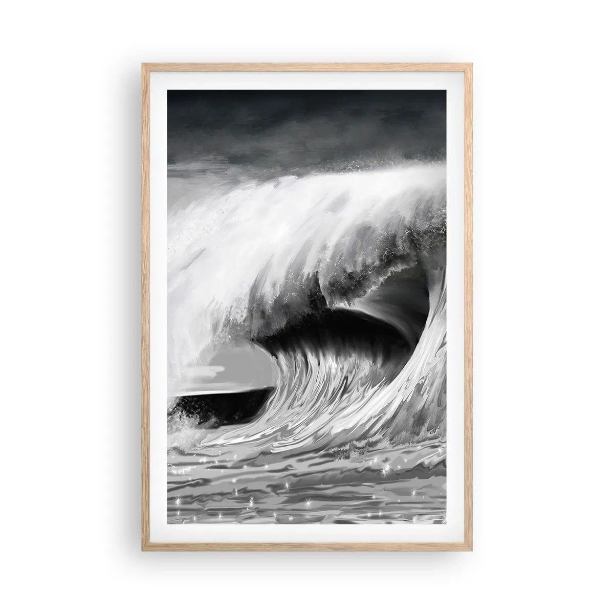Poster in cornice rovere chiaro - La furia dell'oceano - 61x91 cm