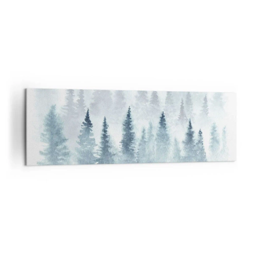Quadro su tela - Stampe su Tela - Foreste di conifere immerse in una delicata nebbia - 160x50cm - Avvolti nella nebbia - Decorazione murale moderna per soggiorno e camera da letto ARTTOR