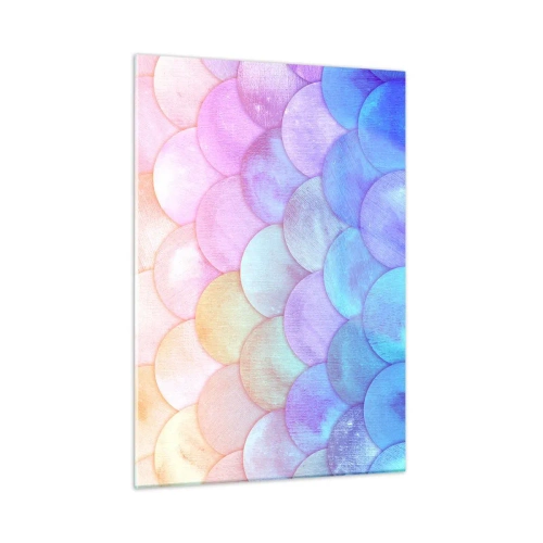Quadro su vetro - Squame di perle in tonalità pastello di rosa, blu e viola - 50x70cm - Scaglie perlate - Decorazione murale moderna per soggiorno e camera da letto ARTTOR