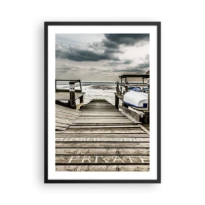 Poster in cornice nera - Molo di legno sul mare - 50x70cm - La spiaggia del nord - Decorazione murale moderna per soggiorno e camera da letto ARTTOR