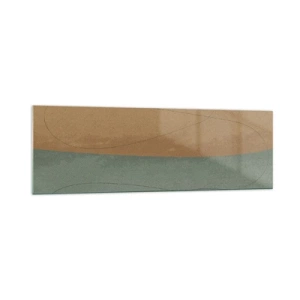 Quadro su vetro - Composizione astratta nei toni naturali della terra - 160x50cm - Composizione orizzontale - Decorazione murale moderna per soggiorno e camera da letto ARTTOR