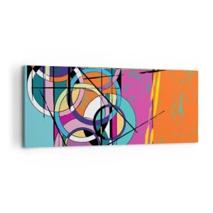 Quadro su tela - Stampe su Tela - Astrazione colorata con cerchi geometrici - 120x50cm - Un cerchio dietro l'altro - Decorazione murale moderna per soggiorno e camera da letto ARTTOR