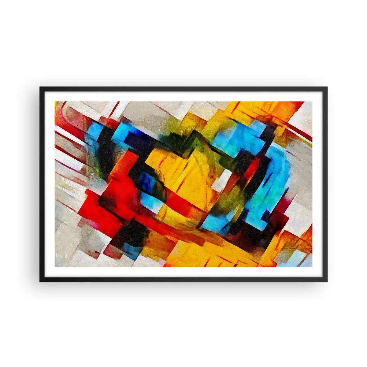 Poster in cornice nera - Intreccio multicolore - 91x61 cm