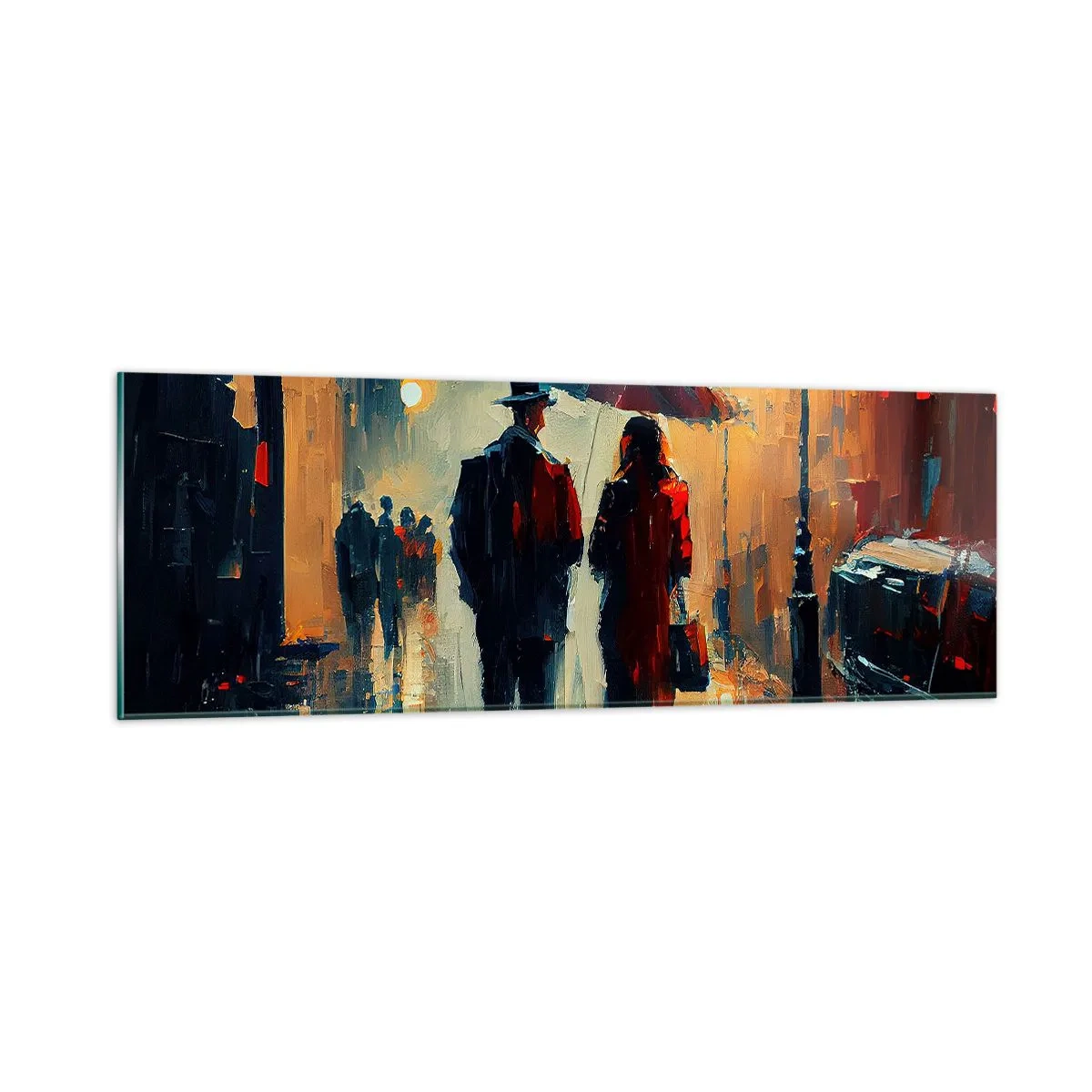 Quadro su vetro - Love story cittadina - 90x30 cm