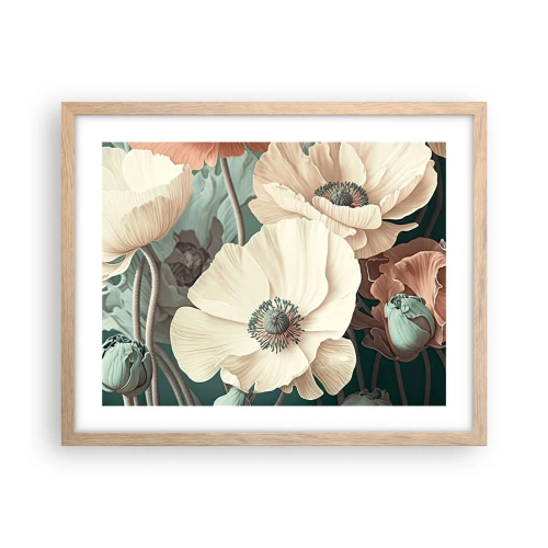 Poster in cornice rovere chiaro - Il sussurro dei papaveri - 50x40 cm