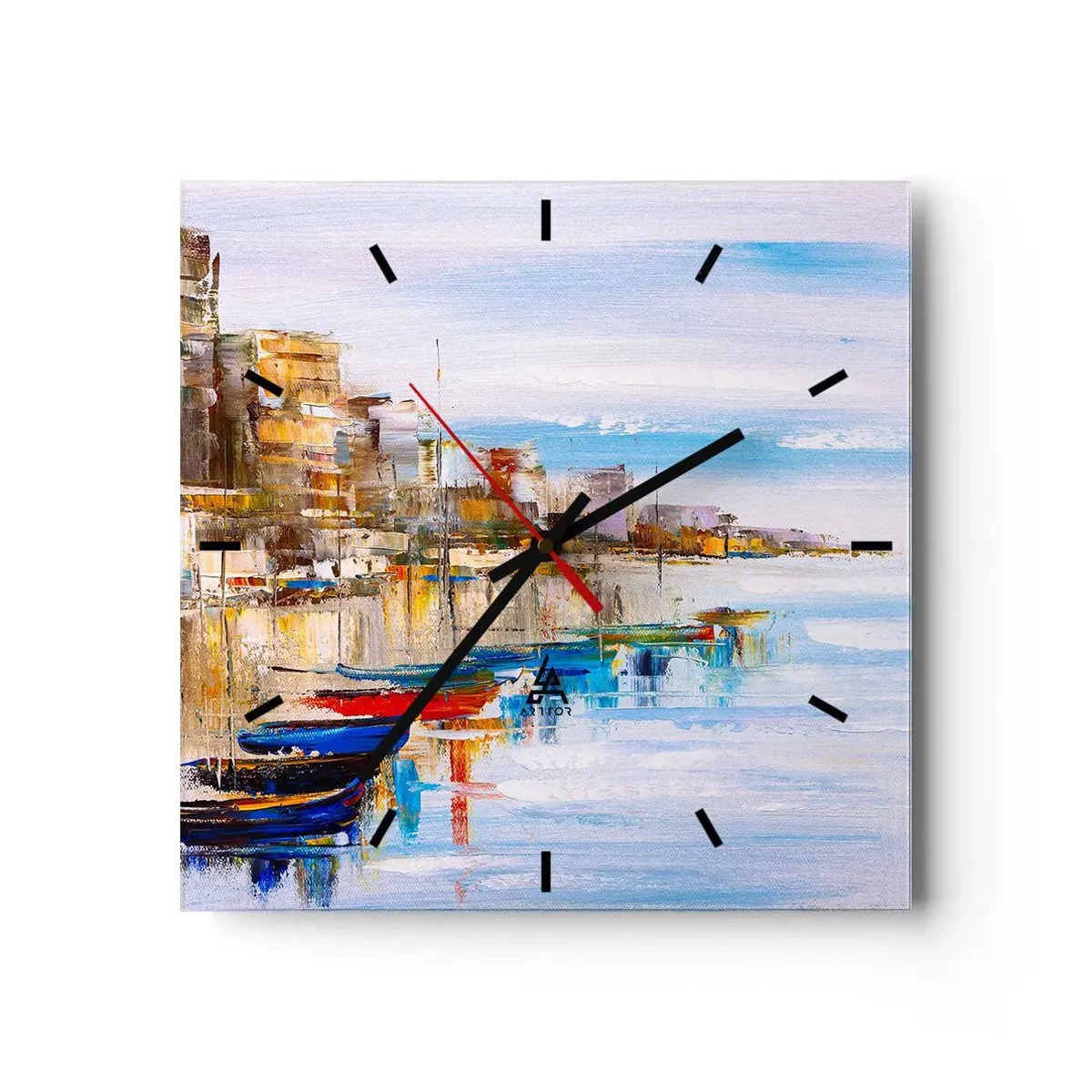 Orologio da parete - Orologio in Vetro - Molo cittadino multicolore - 40x40 cm