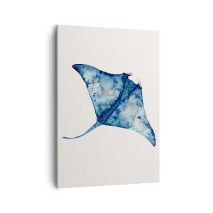 Quadro su tela - Stampe su Tela - Razza blu in stile acquerello su sfondo bianco - 50x70cm - Vita nel blu - Decorazione murale moderna per soggiorno e camera da letto ARTTOR