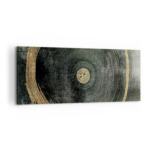 Quadro su tela - Stampe su Tela - Cerchi concentrici con accenti dorati - 120x50cm - Cambiamento e persistenza - Decorazione murale moderna per soggiorno e camera da letto ARTTOR
