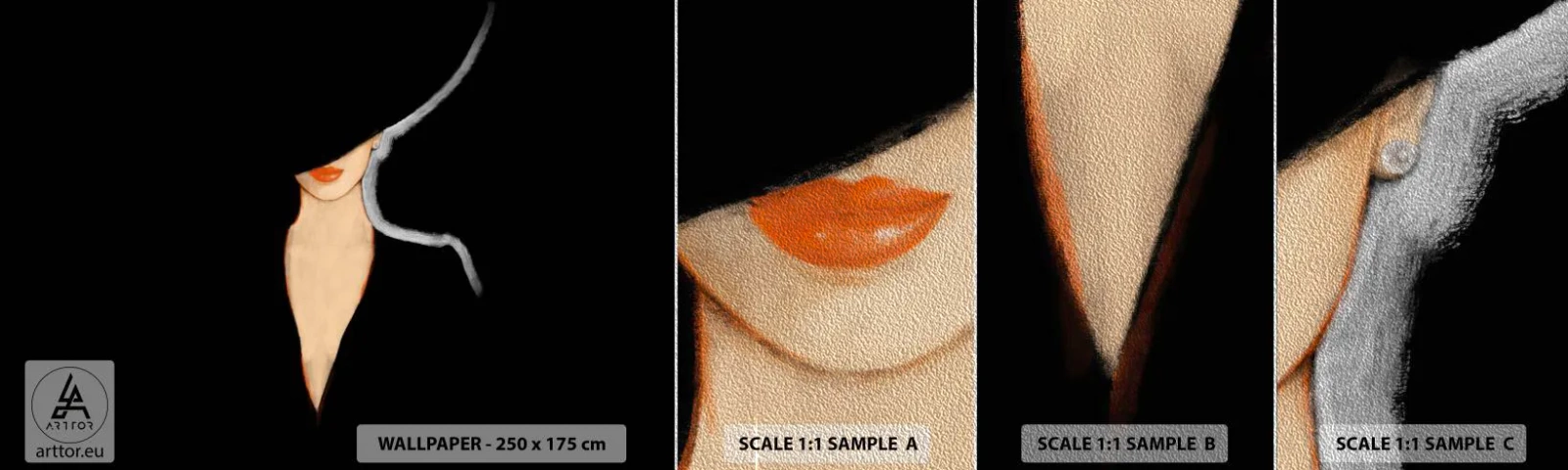 Campione di Fotomurale Premium Sand - Eleganza e stile - Donna In Un Cappello, Moda, Pezzo - 100x30 cm