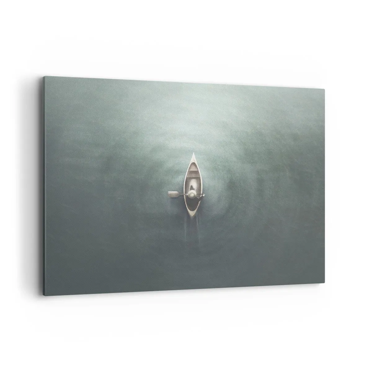 Quadro su tela - Stampe su Tela - Una barca solitaria su acque calme in un ambiente minimalista - 100x70cm - Nel lago al chiaro di luna - Decorazione murale moderna per soggiorno e camera da letto ARTTOR