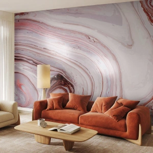 Fotomurali Standard Eco - Marmo astratto nei toni del rosa e del bianco - 100x70cm - Dritto, poi a destra in basso - Decorazione murale moderna per soggiorno e camera da letto ARTTOR