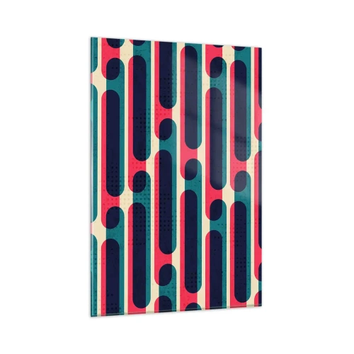 Quadro su vetro - Motivo geometrico retrò con colori pastello - 80x120cm - Avanti fino in fondo - Decorazione murale moderna per soggiorno e camera da letto ARTTOR