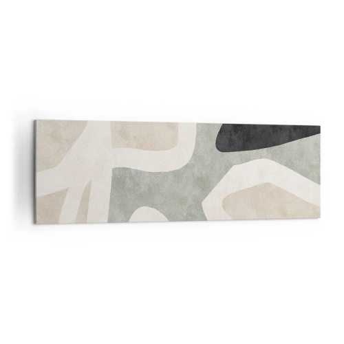 Quadro su tela - Stampe su Tela - Forme astratte in colori tenui - 160x50cm - Composizione con motivi in nero - Decorazione murale moderna per soggiorno e camera da letto ARTTOR