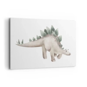 Quadro su tela - Stampe su Tela - Un simpatico dinosauro dai colori pastello - 120x80cm - Sono vostro amico - Decorazione murale moderna per soggiorno e camera da letto ARTTOR