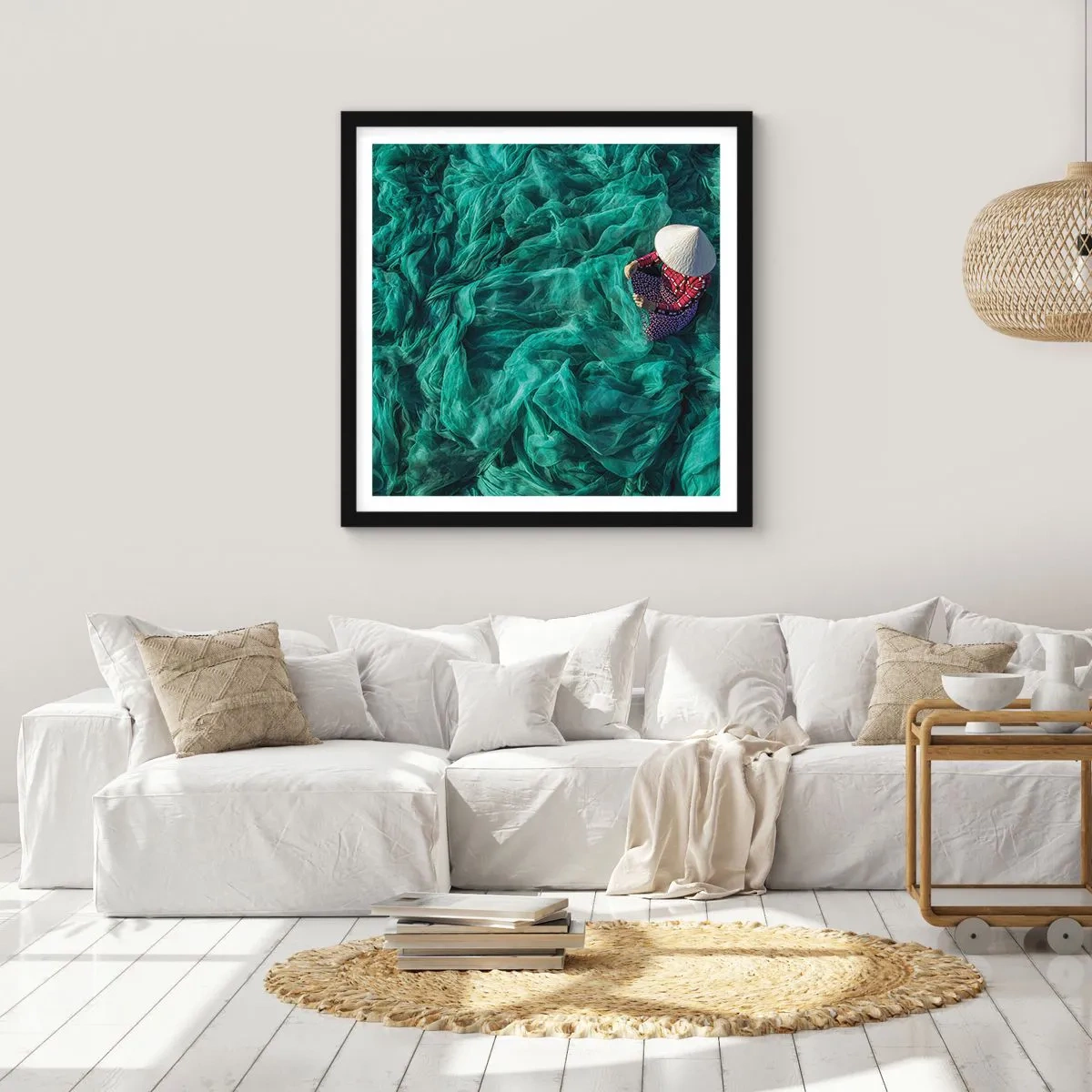 Poster in cornice nera - Nel mare di reti - 40x40 cm