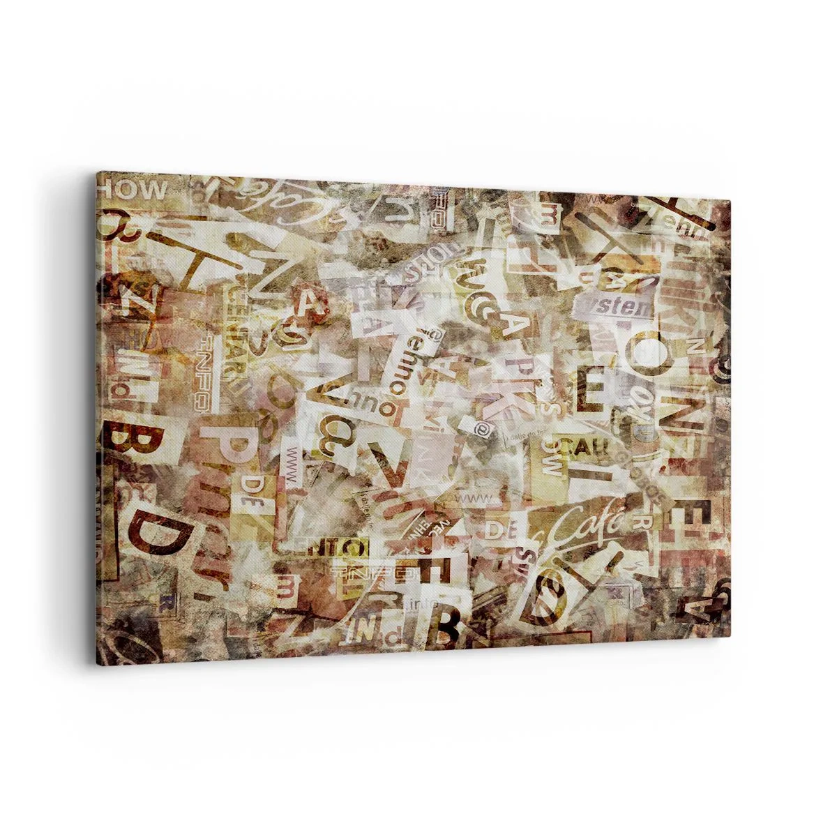 Quadro su tela - Stampe su Tela - Composizione astratta con lettere e frammenti di testo - 120x80cm - Unificando le chiacchiere - Decorazione murale moderna per soggiorno e camera da letto ARTTOR