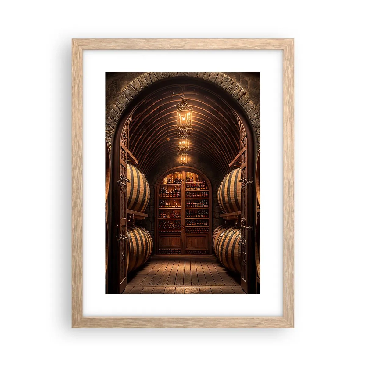 Poster in cornice rovere chiaro - L'atmosfera della cantina - 30x40 cm