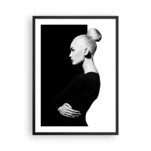 Poster in cornice nera - Un ritratto minimalista di una donna in una composizione in bianco e nero - 50x70cm - Semplicemente donna - Decorazione murale moderna per soggiorno e camera da letto ARTTOR