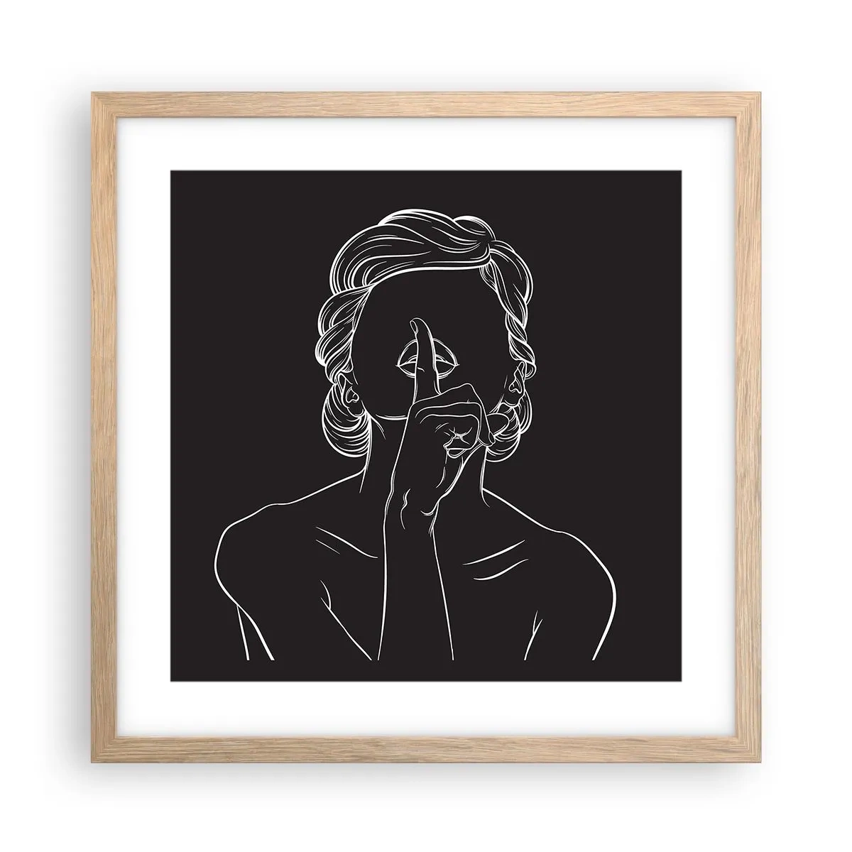 Poster in cornice rovere chiaro - Il bello emerge nel silenzio - 40x40 cm