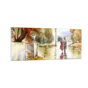 Quadro su vetro - Autunno romantico nel parco - 100x40 cm