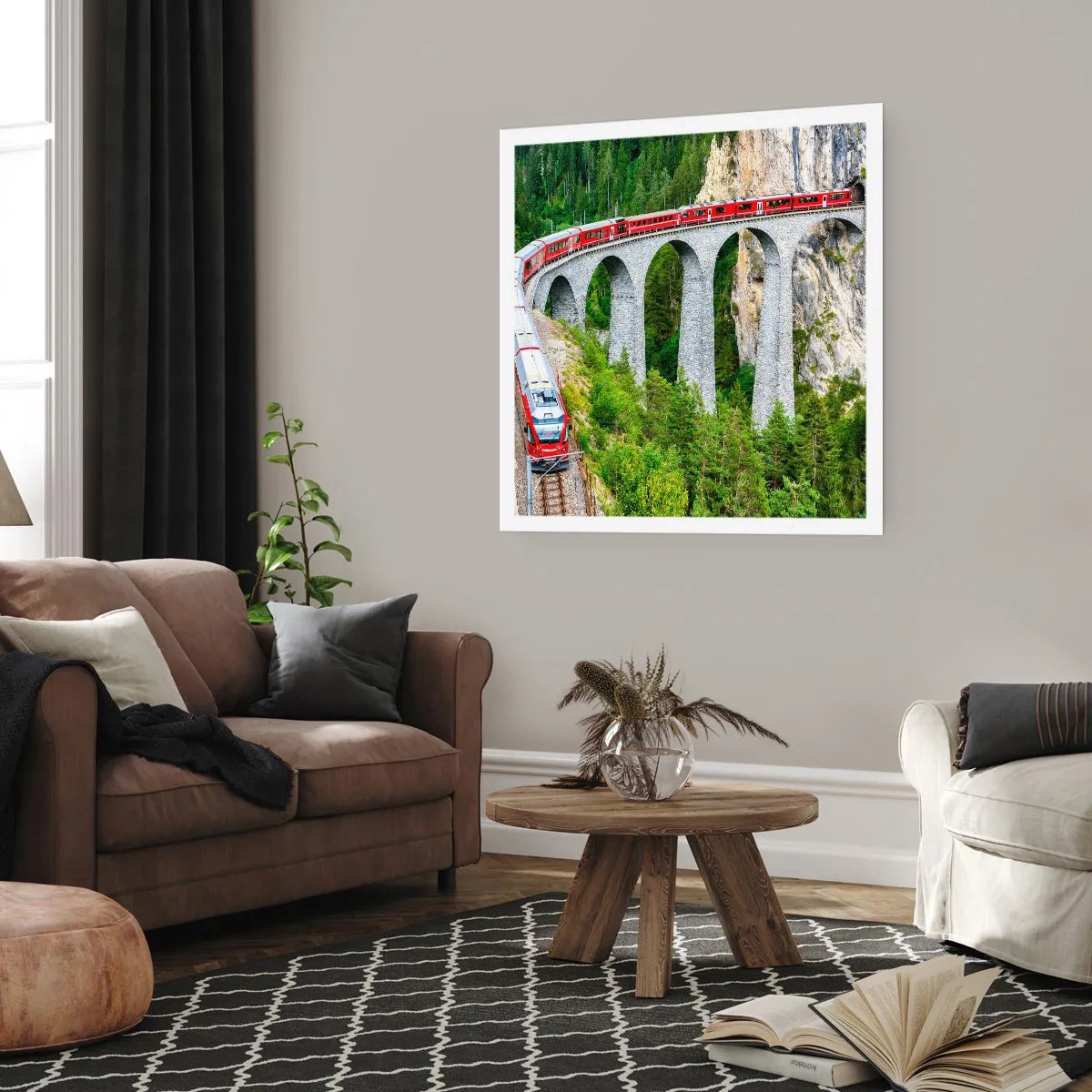 Poster - Il treno tra i monti - 60x60 cm