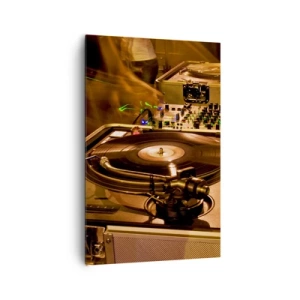 Quadro su tela - Stampe su Tela - Attrezzatura da DJ con giradischi e mixer durante una festa - 80x120cm - Senti la forza? - Decorazione murale moderna per soggiorno e camera da letto ARTTOR
